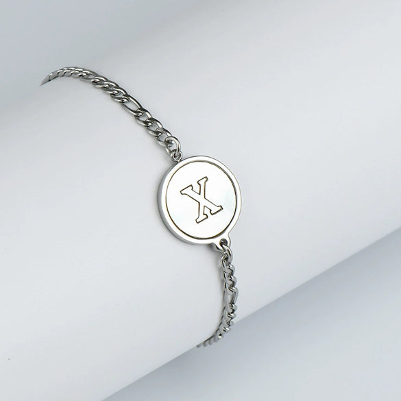316L Stainless Steel Geometric Letter Bracelet For Women