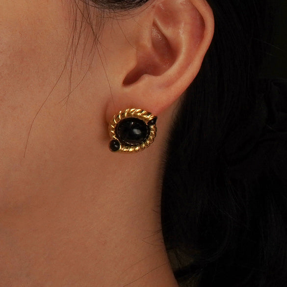 Stainless Steel Geometric Light Luxury Style Earrings With Electroplating