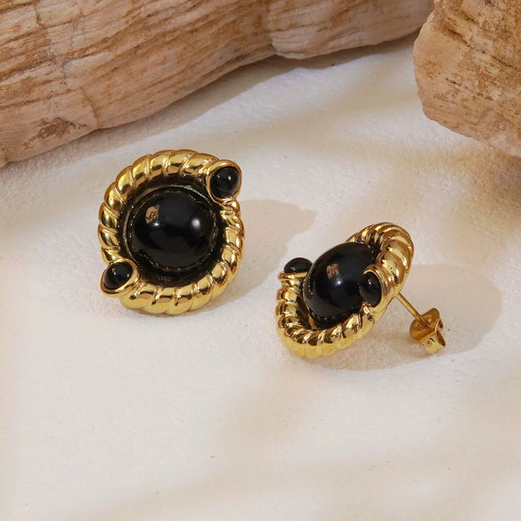 Stainless Steel Geometric Light Luxury Style Earrings With Electroplating