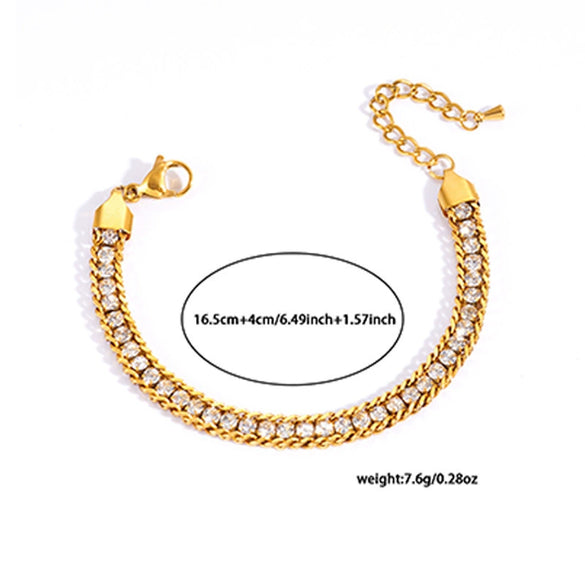Stainless Steel Geometric Light Luxury Style Electroplating Tennis Chain Bracelet For Women