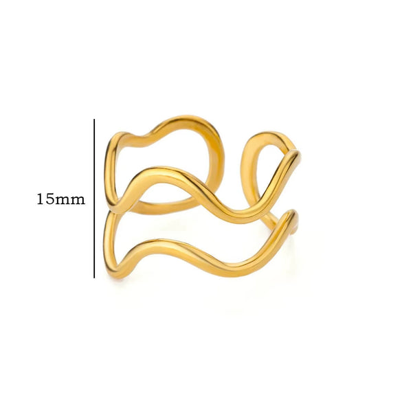 Stainless Steel Geometric Light Luxury Style Open Ring Jewelry With Electroplating
