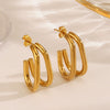 Stainless Steel Geometric Line Earrings Electroplated Design