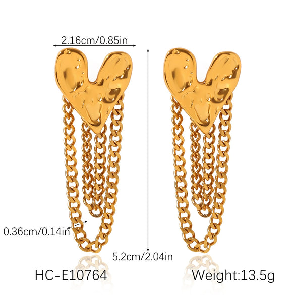 Stainless Steel Geometric Lip Chain Tassel Earrings Electroplated Light Luxury Highend Women's Jewelry
