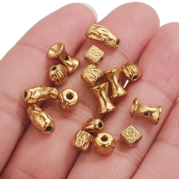 Stainless Steel Geometric Loose Beads For Diy Jewelry Accessories Electroplated Bracelet With Hirback Pattern