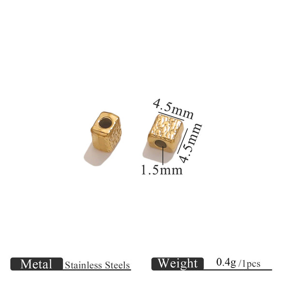 Stainless Steel Geometric Loose Beads For Diy Jewelry Accessories Electroplated Bracelet With Hirback Pattern