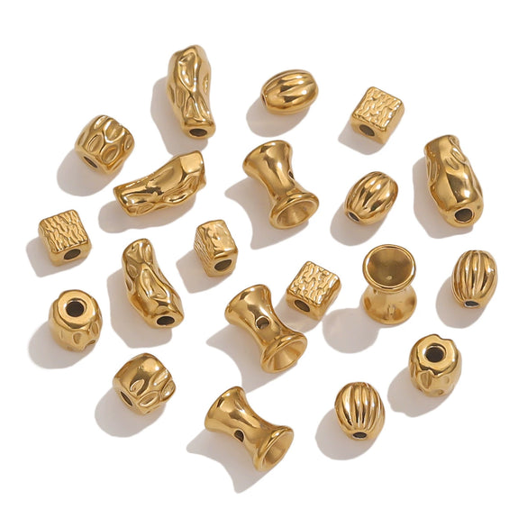 Stainless Steel Geometric Loose Beads For Diy Jewelry Accessories Electroplated Bracelet With Hirback Pattern