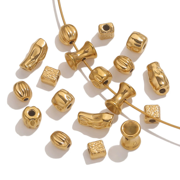 Stainless Steel Geometric Loose Beads For Diy Jewelry Accessories Electroplated Bracelet With Hirback Pattern