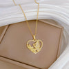 Stainless Steel Geometric Love Butterfly Pendant Necklace Unisex