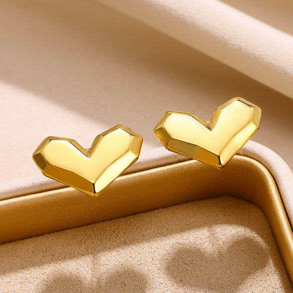 Stainless Steel Geometric Love Earrings For Women Electroplated Light Luxury Style