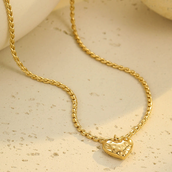 Stainless Steel Geometric Love Pendant Necklace Electroplated With Gold For Women