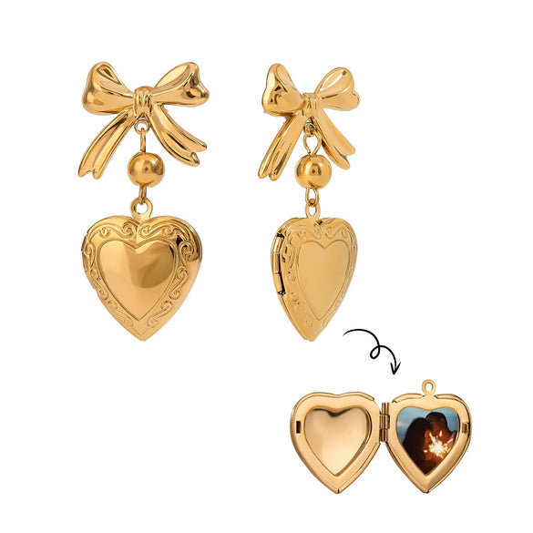 Stainless Steel Geometric Love Photo Box Earrings Electroplated