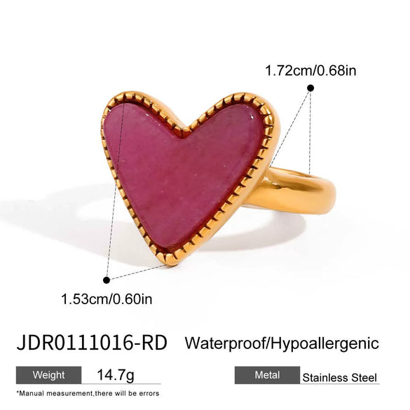 Stainless Steel Geometric Love Ring With Electroplating For Women Ins Style