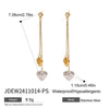 Stainless Steel Geometric Love Tassel Earrings With 18K Gold And White Diamond Gold And Silver Color Matching Electroplated
