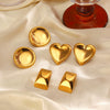 Stainless Steel Geometric Love Trapezoidal Round Earrings For Women 18K Gold Plated
