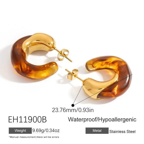 Stainless Steel Geometric Maillard Style Cshaped Electroplated Women's Earrings