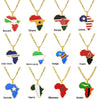 Stainless Steel Geometric Map Pendant Necklace With Cuban Chain Electroplated Titanium Steel Hip Hop Jewelry