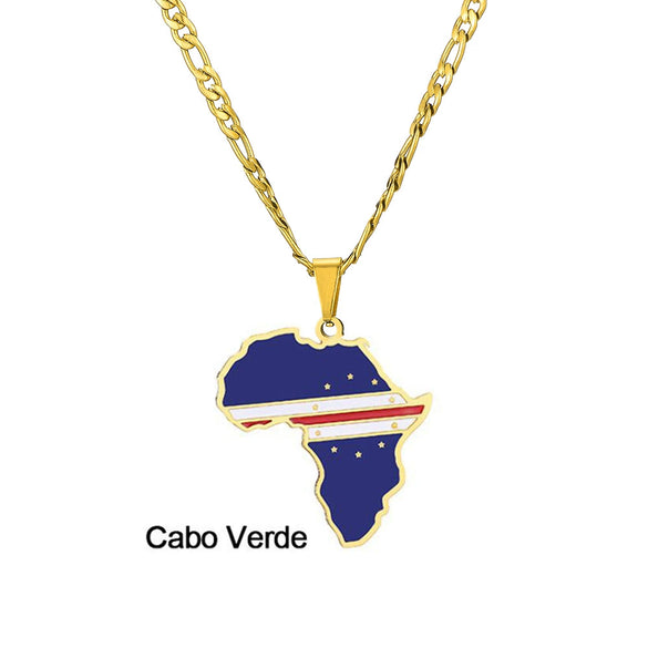 Stainless Steel Geometric Map Pendant Necklace With Cuban Chain Electroplated Titanium Steel Hip Hop Jewelry