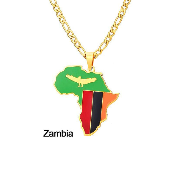 Stainless Steel Geometric Map Pendant Necklace With Cuban Chain Electroplated Titanium Steel Hip Hop Jewelry