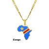 Stainless Steel Geometric Map Pendant Necklace With Cuban Chain Electroplated Titanium Steel Hip Hop Jewelry