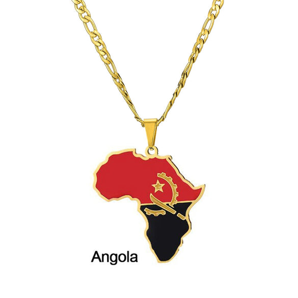 Stainless Steel Geometric Map Pendant Necklace With Cuban Chain Electroplated Titanium Steel Hip Hop Jewelry