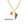 Stainless Steel Geometric Map Pendant Necklace With Cuban Chain Electroplated Titanium Steel Hip Hop Jewelry