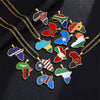Stainless Steel Geometric Map Pendant Necklace With Cuban Chain Electroplated Titanium Steel Hip Hop Jewelry