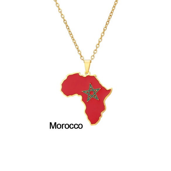 Stainless Steel Geometric Map Pendant Necklace With Dripping Oil Finish Unisex O Chain Jewelry