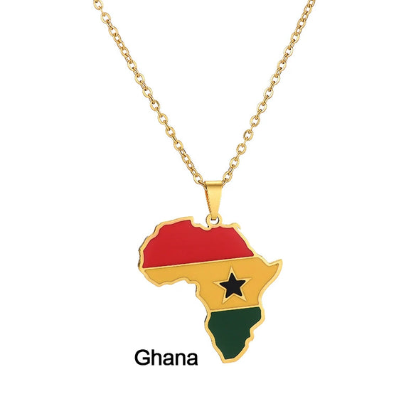 Stainless Steel Geometric Map Pendant Necklace With Dripping Oil Finish Unisex O Chain Jewelry