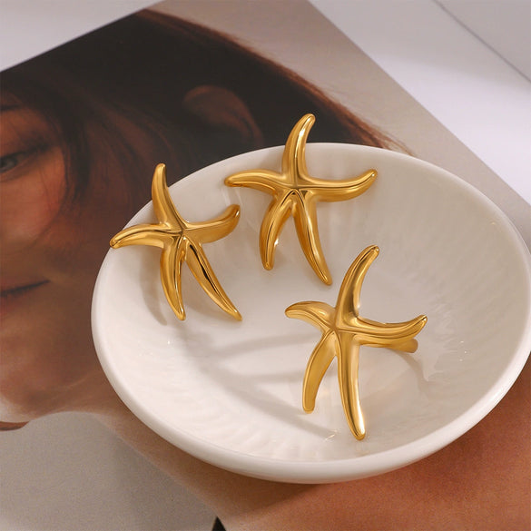 Stainless Steel Geometric Marine Scenery Starfish Animal Style Electroplated Women's Earrings