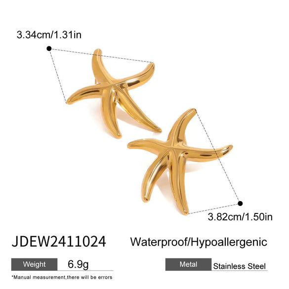 Stainless Steel Geometric Marine Scenery Starfish Animal Style Electroplated Women's Earrings