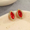 Stainless Steel Geometric Marquiseshaped Diamondencrusted Electroplated Women's Fashion Earrings