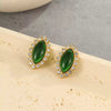 Stainless Steel Geometric Marquiseshaped Diamondencrusted Electroplated Women's Fashion Earrings