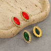 Stainless Steel Geometric Marquiseshaped Diamondencrusted Electroplated Women's Fashion Earrings