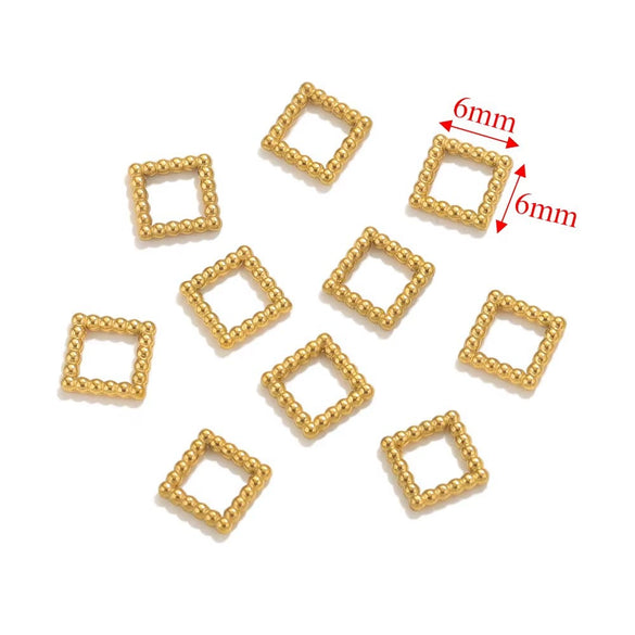 Stainless Steel Geometric Mini Spiral Twisted Ring With Polygon Pattern For Diy Jewelry Electroplated
