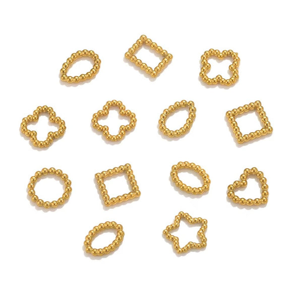 Stainless Steel Geometric Mini Spiral Twisted Ring With Polygon Pattern For Diy Jewelry Electroplated