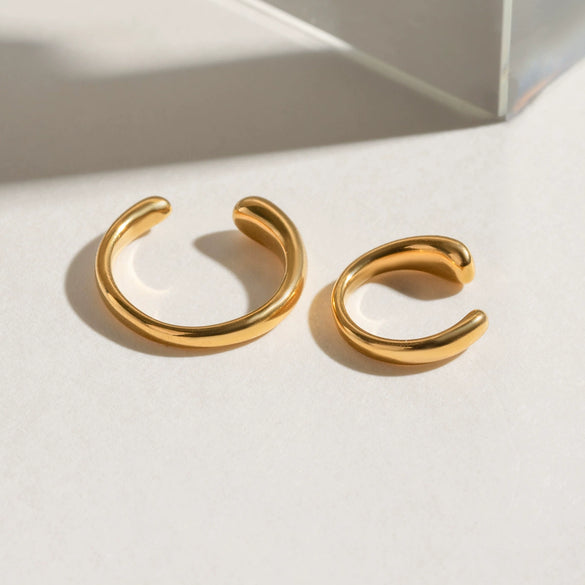 Stainless Steel Geometric Minimalist Ear Clip Earrings Electroplated For Women
