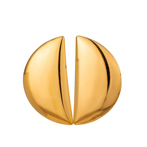 Stainless Steel Geometric Moon Earrings Electroplated For Women