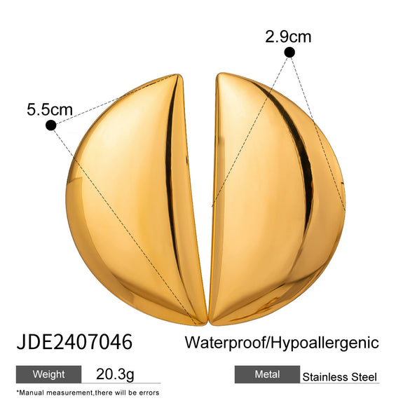 Stainless Steel Geometric Moon Earrings Electroplated For Women