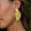 Stainless Steel Geometric Moon Earrings Electroplated For Women