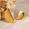 Stainless Steel Geometric Moon Earrings Electroplated For Women