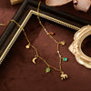 Stainless Steel Geometric Moon Four Leaf Clover Pendant Necklace Furnace Vacuum Electroplated 18K Gold Color