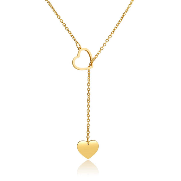 Stainless Steel Geometric Mother And Child Pendant Necklace With Snake Bone Chain Real Gold Electroplated