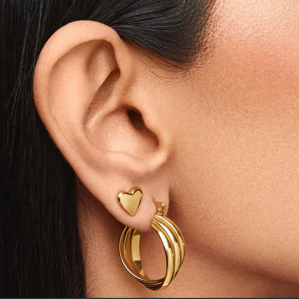 Stainless Steel Geometric Multilayer Earrings With Electroplating In Light Luxury Style