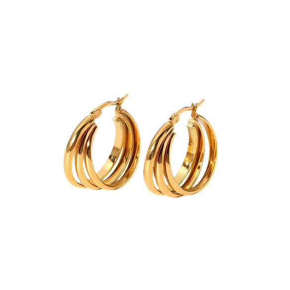Stainless Steel Geometric Multilayer Earrings With Electroplating In Light Luxury Style
