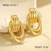 Stainless Steel Geometric Multilayer Earrings With Golden Thread Winding And Electroplating