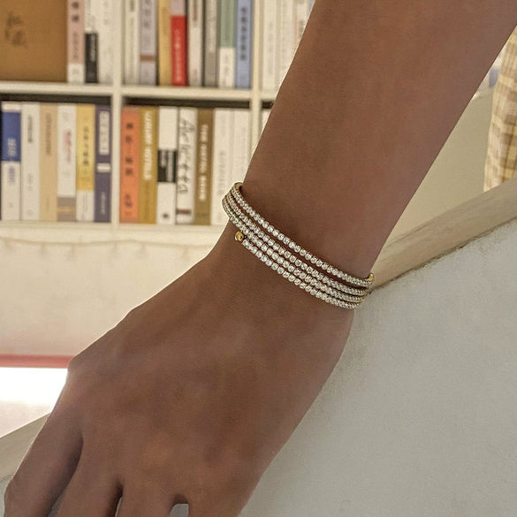 Stainless Steel Geometric Multilayer Full Zirconium Bracelet Electroplated Retro Light Luxury