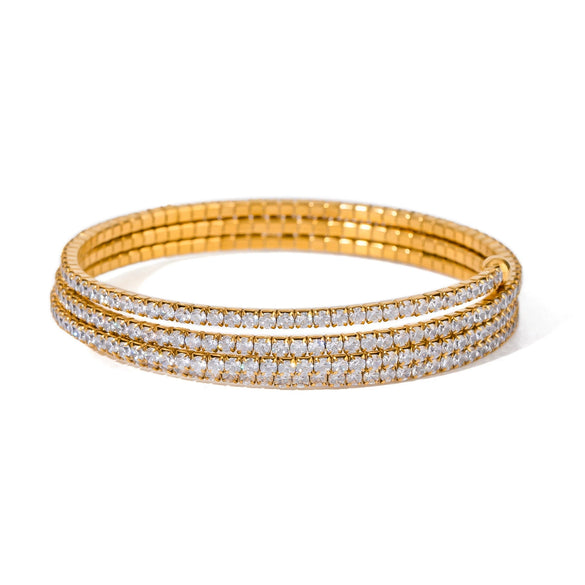 Stainless Steel Geometric Multilayer Full Zirconium Bracelet Electroplated Retro Light Luxury