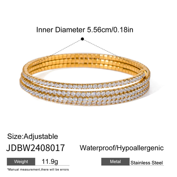 Stainless Steel Geometric Multilayer Full Zirconium Bracelet Electroplated Retro Light Luxury