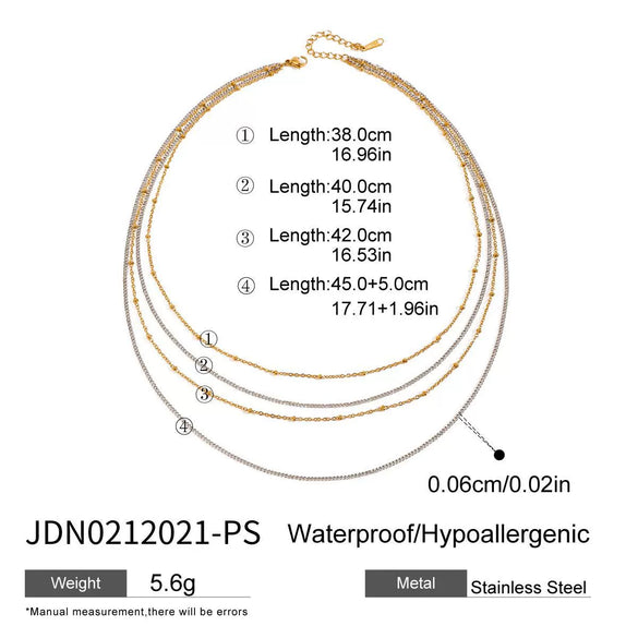Stainless Steel Geometric Multilayer Necklace And Bracelet With Electroplating Treatment