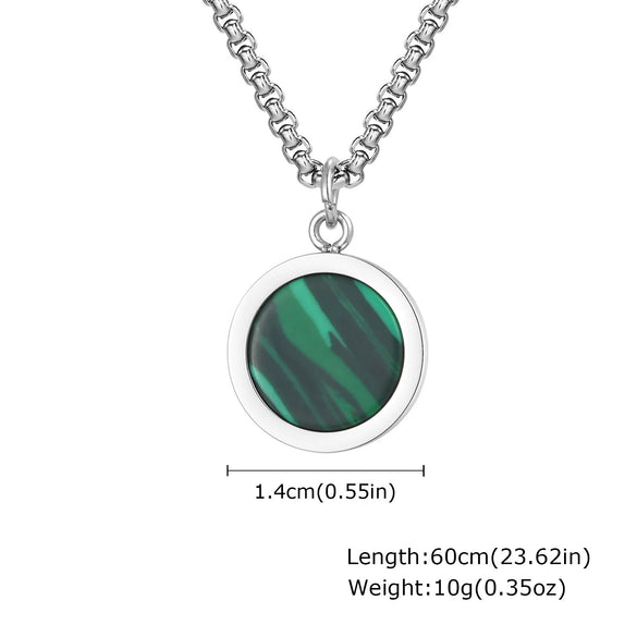 Stainless Steel Geometric Natural Stone Abalone Pendant Necklace For Men